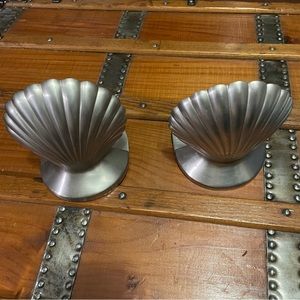Vintage Book Ends Solid Silver Sea Shell Shabby Bookends Made In India  2 Pieces
